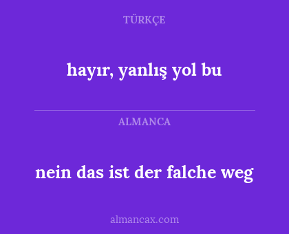 hayır, yanlış yol bu - nein das ist der falche weg