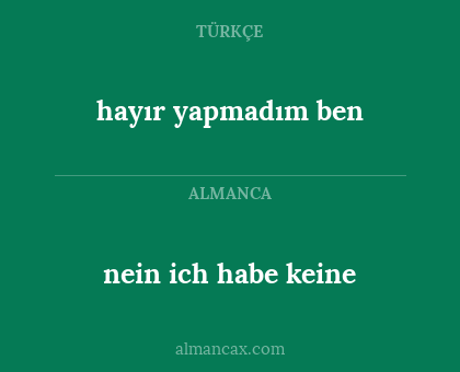 hayır yapmadım ben - nein ich habe keine