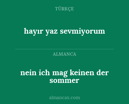 nein ich mag keinen der sommer - hayır yaz sevmiyorum