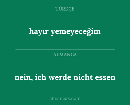 hayır yemeyeceğim - nein, ich werde nicht essen