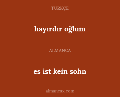 es ist kein sohn - hayırdır oğlum