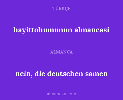 nein, die deutschen samen - hayittohumunun almancasi