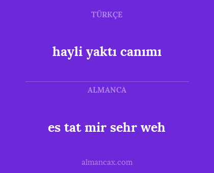 hayli yaktı canımı - es tat mir sehr weh