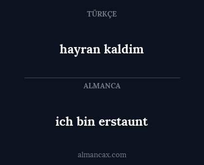 ich bin erstaunt - hayran kaldim