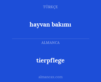 hayvan bakımı - tierpflege
