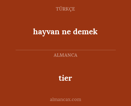 tier - hayvan ne demek