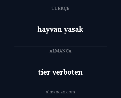tier verboten - hayvan yasak