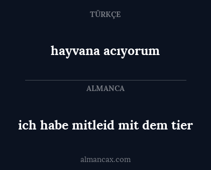 hayvana acıyorum - ich habe mitleid mit dem tier