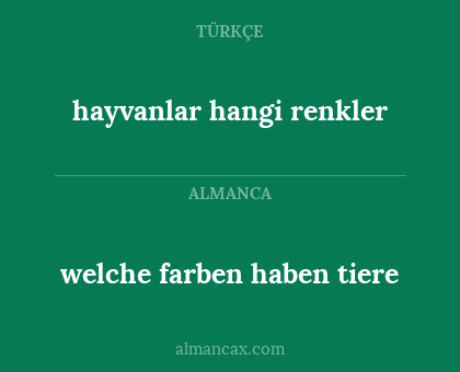 welche farben haben tiere - hayvanlar hangi renkler