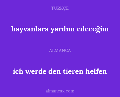 hayvanlara yardım edeceğim - ich werde den tieren helfen