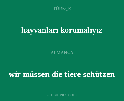 hayvanları korumalıyız - wir müssen die tiere schützen