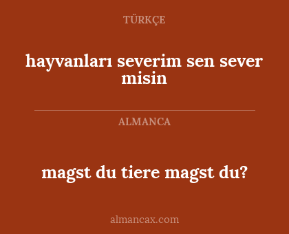 hayvanları severim sen sever misin - magst du tiere magst du?