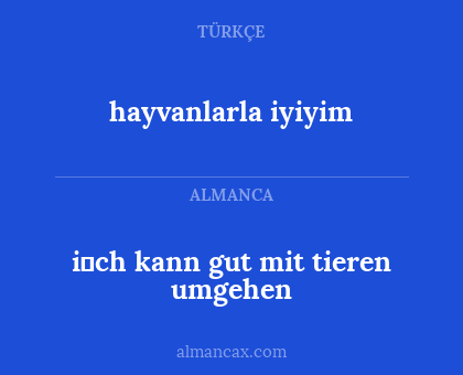 hayvanlarla iyiyim - i̇ch kann gut mit tieren umgehen