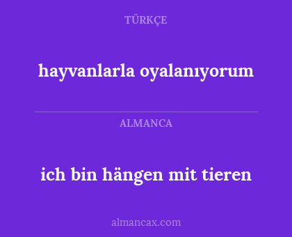 ich bin hängen mit tieren - hayvanlarla oyalanıyorum