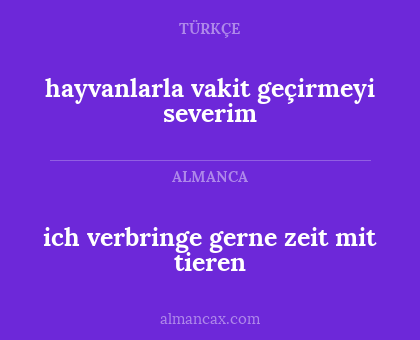 hayvanlarla vakit geçirmeyi severim - ich verbringe gerne zeit mit tieren