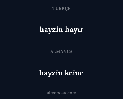 hayzin hayır - hayzin keine