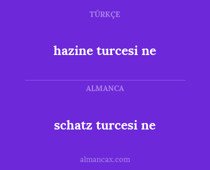 schatz turcesi ne - hazine turcesi ne
