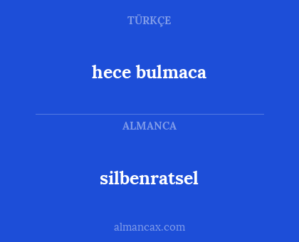 hece bulmaca - silbenratsel
