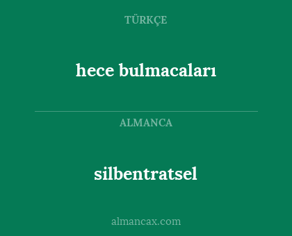 silbentratsel - hece bulmacaları