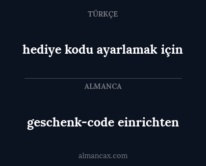 geschenk-code einrichten - hediye kodu ayarlamak için