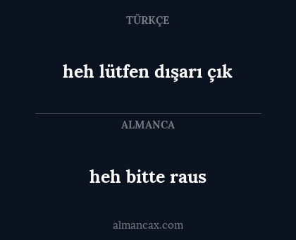 heh bitte raus - heh lütfen dışarı çık
