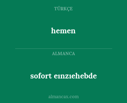 hemen - sofort eınzıehebde
