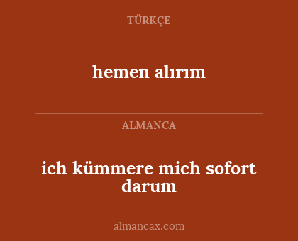 hemen alırım - ich kümmere mich sofort darum