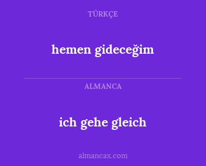 hemen gideceğim - ich gehe gleich
