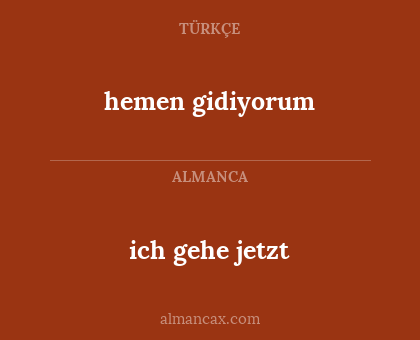 ich gehe jetzt - hemen gidiyorum