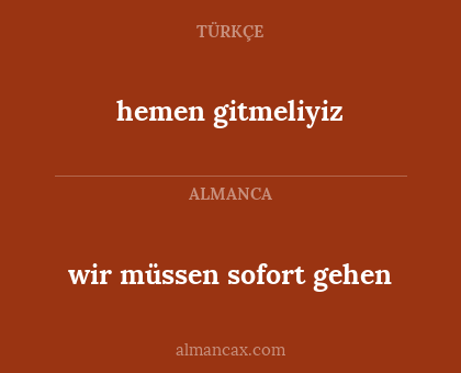 wir müssen sofort gehen - hemen gitmeliyiz