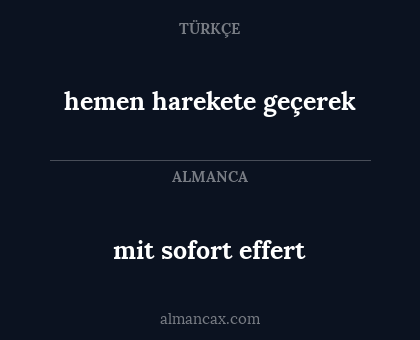 mit sofort effert - hemen harekete geçerek