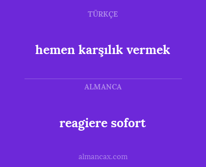 reagiere sofort - hemen karşılık vermek