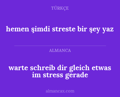 warte schreib dir gleich etwas im stress gerade - hemen şimdi streste bir şey yaz