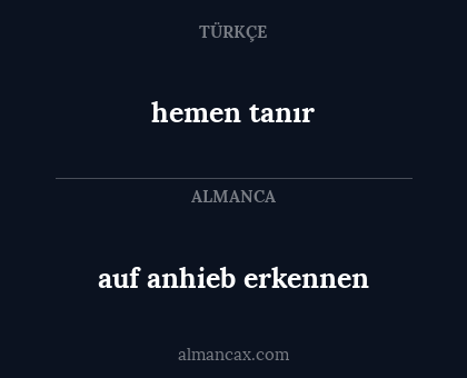 hemen tanır - auf anhieb erkennen