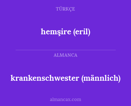 krankenschwester (männlich) - hemşire (eril)