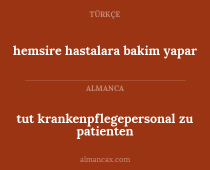 hemsire hastalara bakim yapar - tut krankenpflegepersonal zu patienten