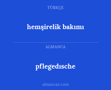 pflegedısche - hemşirelik bakımı