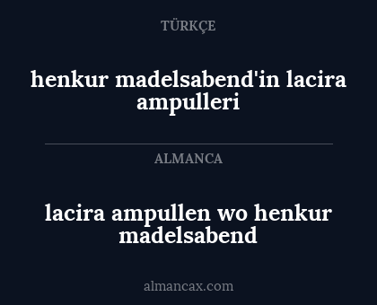 henkur madelsabend'in lacira ampulleri - lacira ampullen wo henkur madelsabend