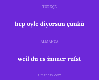 weil du es immer rufst - hep oyle diyorsun çünkü