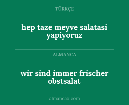 wir sind immer frischer obstsalat - hep taze meyve salatasi yapiyoruz