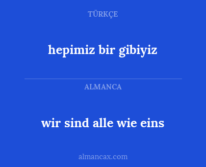 wir sind alle wie eins - hepimiz bir gibiyiz
