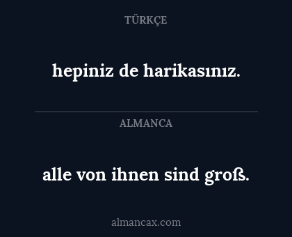 hepiniz de harikasınız. - alle von ihnen sind groß.