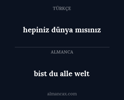 bist du alle welt - hepiniz dünya mısınız