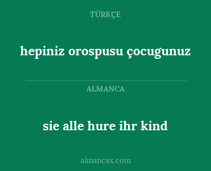 sie alle hure ihr kind - hepiniz orospusu çocugunuz