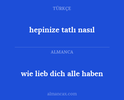 hepinize tatlı nasıl - wie lieb dich alle haben