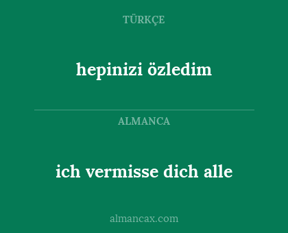 hepinizi özledim - ich vermisse dich alle
