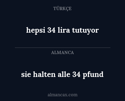 sie halten alle 34 pfund - hepsi 34 lira tutuyor