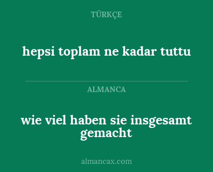 hepsi toplam ne kadar tuttu - wie viel haben sie insgesamt gemacht
