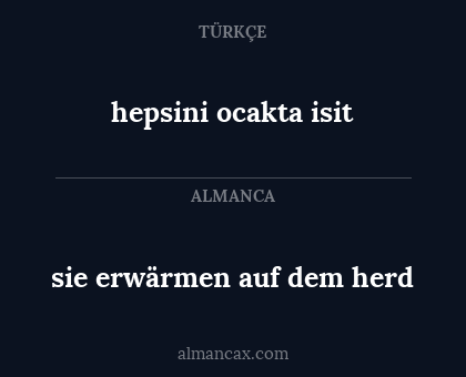 sie erwärmen auf dem herd - hepsini ocakta isit