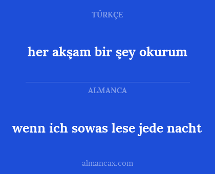 wenn ich sowas lese jede nacht - her akşam bir şey okurum